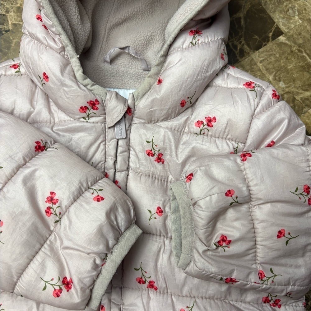 Old Navy Pink Floral Puffer Jacket for Kids 6-12 months - Picture 5 of 7